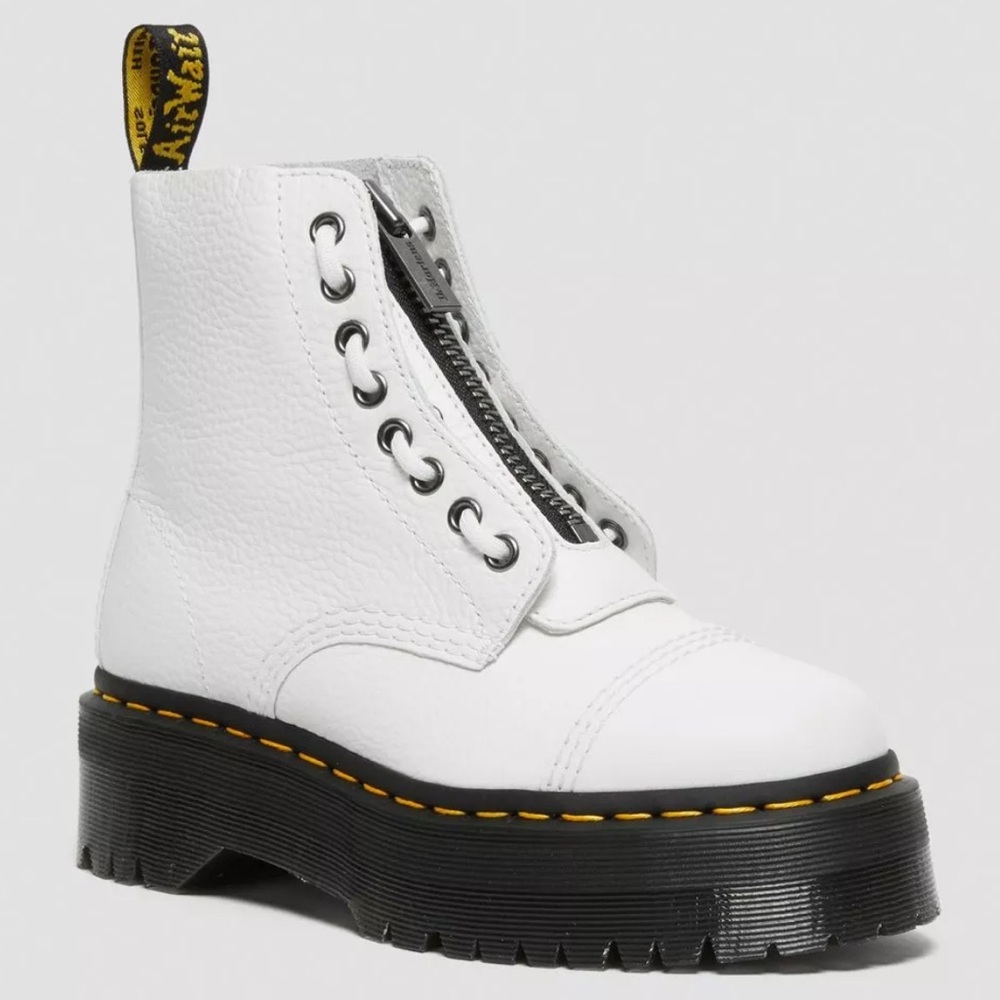 Like NEW - Dr. Martens Sinclair Milled Napa Leather Platform Boots in White